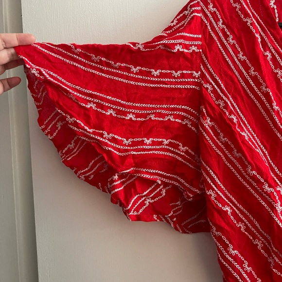 NWT Sadie & Sage Red Blouse with White Stripes - Picture 6 of 6